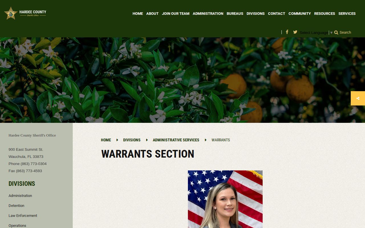 Hardee County official most wanted and warrant contact page