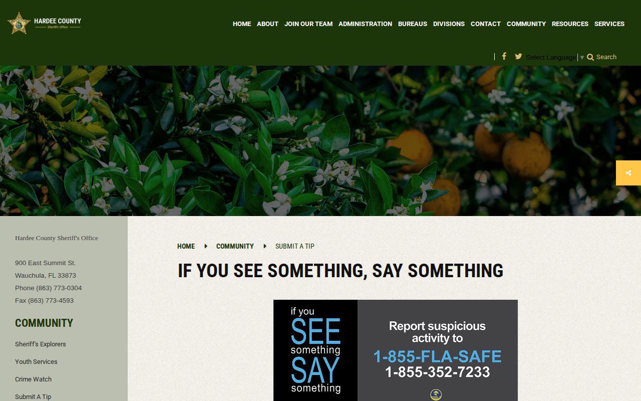 Hardee County official wanted tip and Crime Stoppers routes
